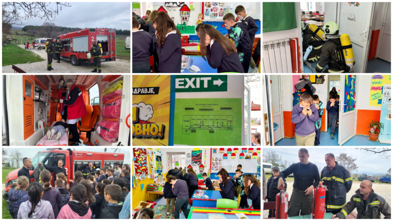 Симулација на пожар – Противпожарната служба и Брза помош покажаа како да се реагира во вонредни ситуации
