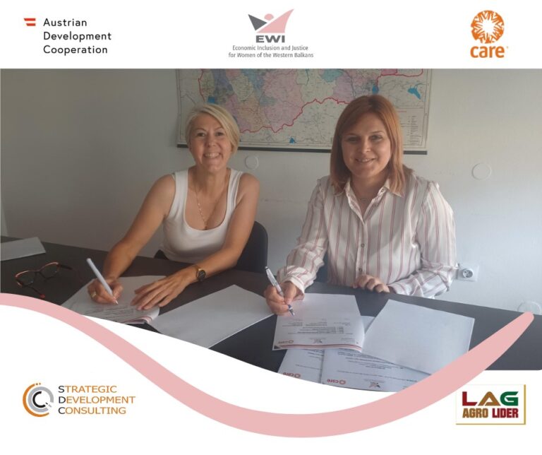 Започна нова фаза на регионалниот проект за економско вклучување и правда за жените – потпишан трипартитен договор со ЛАГ Агро Лидер и CARE International