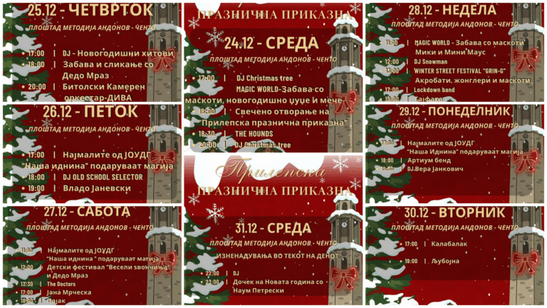 Денеска започнува „Прилепска празнична приказна“ – предновогодишниот базар